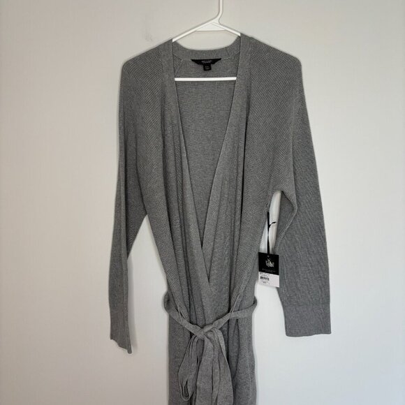 SIMPLY VERA VERA WANG NEW Cardigan Women XXL Waffle Knit Gray Belted Long - Picture 7 of 7